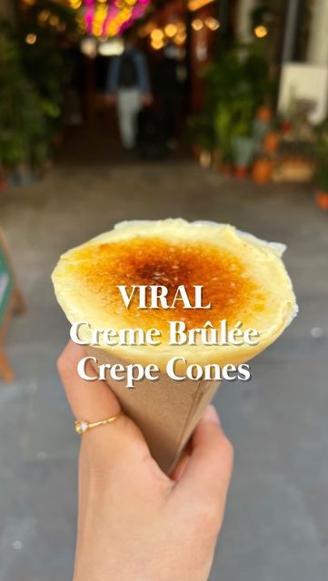 One Hungry Medic on Instagram: "Creamy and sweet creme patissiere with the brûléed top in a soft crepe cone - heavenly 😍 Only wish the crepe was a little more crisp (if I’m being very picky lol) but apart from that it lived up to my expectations! They have a few other flavour and topping options too which I’m looking forward to going back and trying. Lmk if you’ve tried this viral dessert yet 👀 📍Boolay Crepes @boolaycrepes (Seven Dials Market) 💷 £5.50 🤔 is it worth it? YES ⭐️ 9/10 #londo Crepe Brulee, Crepe Cone, Trending Desserts, Hotel Food, Is It Worth It, London Food, Dessert Lover, Food Tips, Creme Brulee