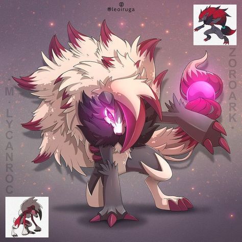 Midnight Lycanroc, Pokemon Dungeon, Pokemon Mix, Zoroark Pokemon, Pokemon Fusions, Pokemon Human Form, Dark Dragon, Pokemon Fusion Art, Mega Pokemon