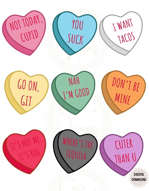 Valentines Day Jokes, Feminism Stickers, Valentines Candy, Valentine Candy Hearts, Loom Designs, Easy Valentine Crafts, Hearts Png, Anti Valentines, Valentines Crafts