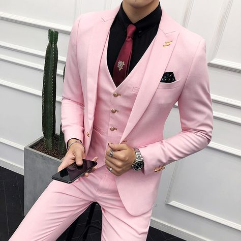 Pink Suit Men, Rose Outfit, Wedding Suit Styles, Terno Slim, Der Gentleman, Mode Rose, Blue Suit Men, Dinner Suit, Purple Suits