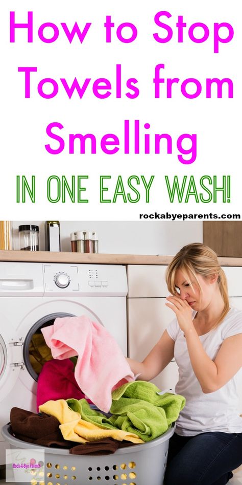 Do your towels smell like mildew? The good news is that you don't need to buy new ones. You can stop towels from smelling in one easy wash! Click through to find out how! Via Rock-A-Bye Parents #Cleaningtips #laundry Fresh Towels, Smelly Towels, Sink Cleaning, Towels Smell, Mildew Smell, Clean Baking Pans, Washing Towels, Cleaning Painted Walls, Deep Cleaning Tips