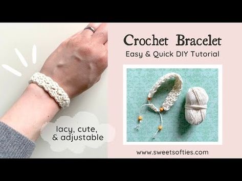 (936) How to Make: CROCHET BRACELET · Free Beginner Pattern · Easy Quick Fun DIY Yarn Crafts Tutorial - YouTube Bracelet Yarn, Crochet Anklet, Diy Crochet Bracelet, Crochet Bracelet Pattern, Bracelet Crochet, Yarn Accessories, Crochet Jewelry Patterns, Diy Yarn, Diy Yarn Crafts