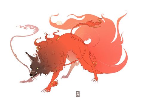 Light Elemental, Fox Artwork, Mythical Animal, Canine Art, Uzumaki Naruto, Monster Concept Art, Creature Drawings, Deviant Art, Fantasy Creatures Art