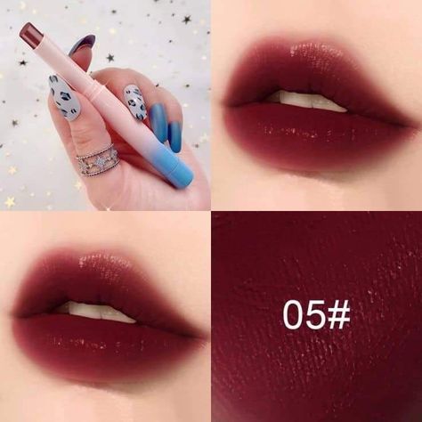 Tint Lipstick Korean, Dark Lip Tint, Dark Red Lip Tint, Cute Lipstick Korean, Korean Lipstick Shades, Red Lipstick Korean, Dark Red Lip Gloss, Dark Lipstick Looks, Vampire Lipstick