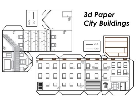 Printable 3d Paper City Buildings Template Paper City Printable, Cardboard City, Paper House Template, Paper Towns, Paper City, Picture Templates, City Model, Model Train Layouts, Paper Houses