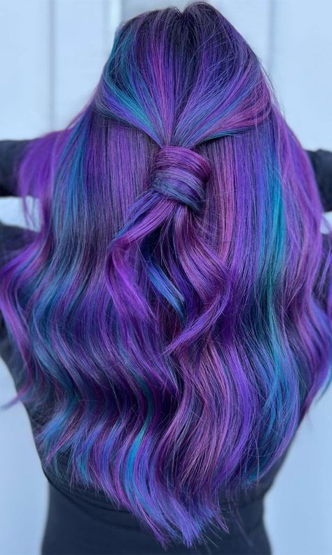 70+ Trendy Hair Colour Ideas & Hairstyles : Rich Chocolate with Copper Highlights Summer Vivid Hair Color, Funky Hair Color Ideas, Hair Wishlist, Funky Colors, Vivid Hair, Vivid Hair Color, Bold Hair Color, Copper Highlights, Rainbow Hair Color