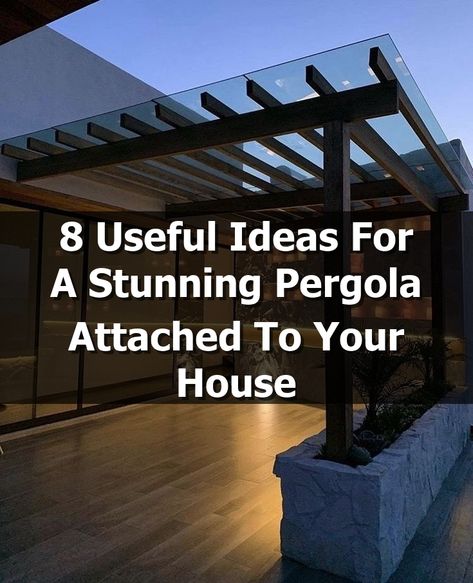 Transform your outdoor space with a stunning pergola attached to your house! In our latest guide, "8 Useful Ideas For A Stunning Pergola Attached To Your House," discover creative designs and practical tips to enhance your home’s aesthetics and functionality. Whether you’re looking for shade, a cozy retreat, or an entertaining area, these ideas will inspire you to create the perfect outdoor oasis that seamlessly blends with your home. Pergola Roofing Ideas, Pergola With Roof Attached To House, Deck With Pergola Attached To House, Pergola Ideas Attached To House, Covered Pergola Patio, Pergolas Ideas, Black Pergola, Attached Pergola, Building A Pergola