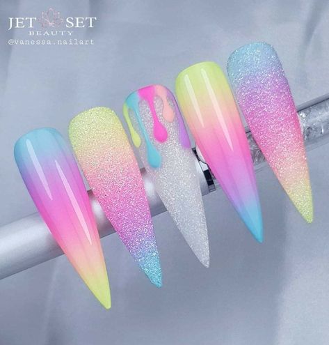 Vanessa Nails, Rainbow Nail, Nails With Glitter, Unicorn Nails, Nail Art Designs Diy, Nails 2023, Rainbow Nails, Beautiful Nail Designs, Coffin Nails Designs