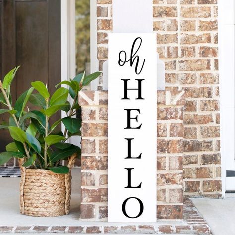 Oh Hello Porch Sign, Hello Porch Sign, Boho Welcome Sign, Farmhouse Porch Decor, Patio Signs, Porch Welcome Sign, Summer Signs, Farmhouse Porch, Front Door Signs