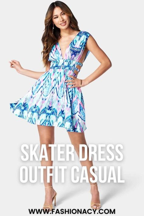 Skater Dress Outfit Casual Skater Dress Outfit Casual, Skater Dress Outfit, Dress Outfit Casual, Blue Skater Dress, Silky Fabric, Dress Outfit, Outfit Casual, Skater Dress, Sleeveless Dress