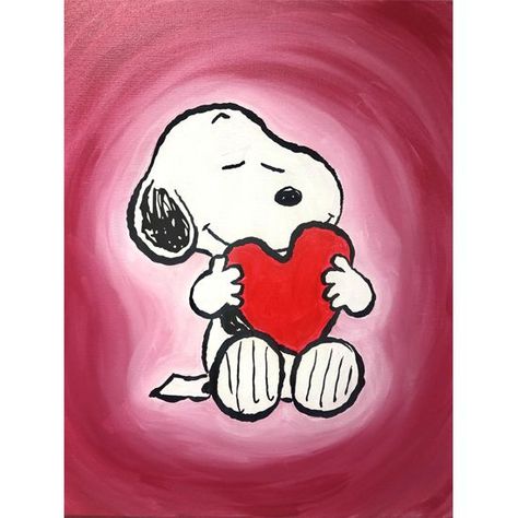 Pinots Palette Paintings, Valentine Hearts Art, Snoopy Valentine, Pinots Palette, Friend Painting, Day Painting, Cute Canvas Paintings, Simple Canvas Paintings, Valentines Art