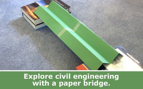 Build bridges from paper / engineering family STEM activity. Bridge Challenge, Paper Bridge, Bridge Engineering, Design Squad, Engineering Design Process, Engineering Challenge, Stem Activity, Paper Engineering, Space Activities