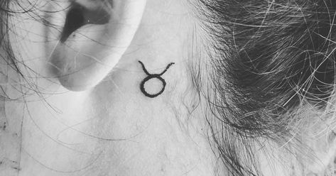 Taurus Ear Tattoo, Taurus Tattoo Behind Ear, Tattoo 2022, Taurus Tattoo, Taurus Tattoos, Petite Tattoos, Ear Tattoo, Behind Ear Tattoo, Tatting