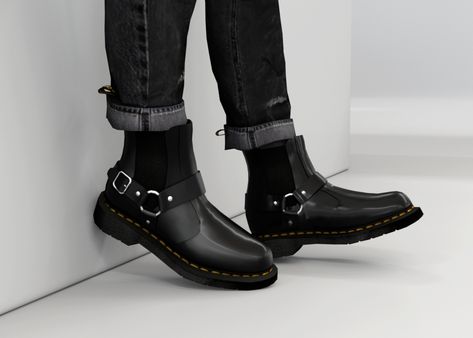 Sims 3 Shoes, Sims 4 Cc Goth, Mens Biker Boots, Sims 4 Men Clothing, Mod Shoes, Ts4 Mods, Cc Shopping, Sims 4 Piercings, Men Boot