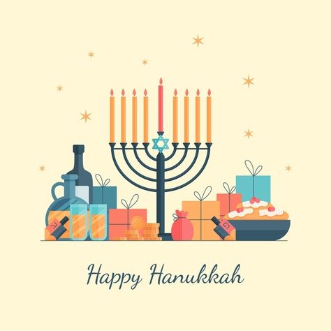 Flat design hanukkah concept Free Vector Happy Hanukkah Images, Happy Chanukah, Happy Hanukkah, Festival Lights, Flat Design, Hanukkah Wreath, Hanukkah, Graphic Resources, Vector Free