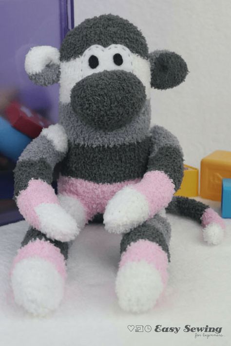 How to Make a Sock Monkey with a Sock Monkey Pattern PDF! - Easy Sewing For Beginners Sock Monkeys Tutorial, Stuffed Animal Ideas, Sewing Animals, Sock Monkey Pattern, Diy Sock Toys, Make A Stuffed Animal, Animal Ideas, Monkey Pattern, Sock Dolls