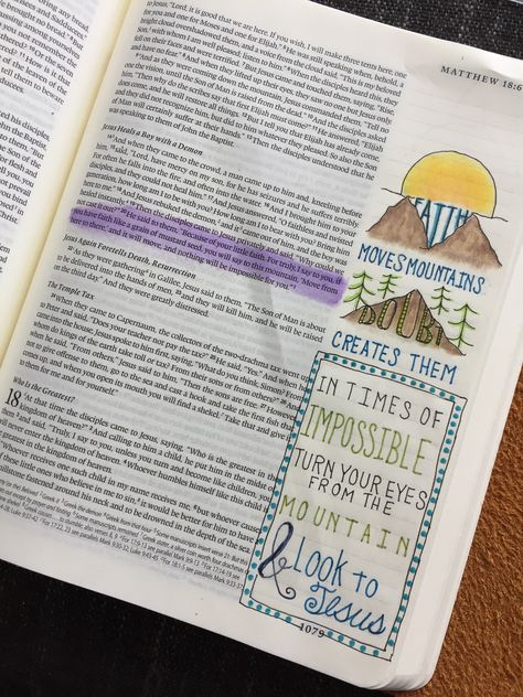 #biblejournaling #Matthew17 #FaithMovesMountains Matthew Bible Journaling, Bible Journaling Matthew, Matthew Bible, Colossians 3 15, Faith Moves Mountains, Gospel Bible, Matthew 17, Journal Notes, Bible Journal Notes