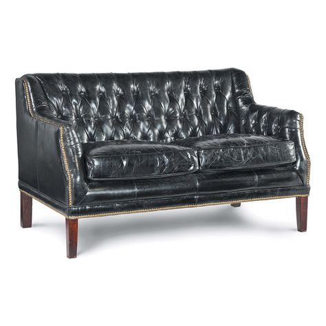 Seating | Regina Andrew Black Chesterfield, Black Chesterfield Sofa, Bar Lounge Room, Tufted Leather Sofa, Tufted Loveseat, Leather Chesterfield, Tufted Leather, Loft Living, Rock N’roll