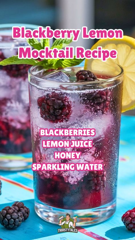 "Discover the perfect Blackberry Lemon Mocktail recipe for a refreshing summer treat! This delightful non-alcoholic drink combines the tartness of fresh blackberries with zesty lemon, making it an ideal choice for warm days. Explore our collection of berry mocktail recipes and find your new favorite lemonade alternative. With easy mocktail ideas like this, you'll impress your guests and quench your thirst all season long. Cheers to delicious, refreshing summer beverages!" Summer Drink Ideas Nonalcoholic, Mocktail Recipe Easy, Berry Mocktail, Lemon Mocktail, Mocktail Ideas, Best Non Alcoholic Drinks, Blackberry Lemon, Summer Beverages, Christmas Drinks Recipes