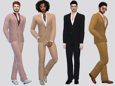 Suits Cc Sims 4, Sims 4 Male Party Outfits, Sims 4 Cc Party Clothes Male, Sims 4 Cc Suits Men, Sims 4 Suits Male, 80s Clothes Men, Half Tucked Shirt, Sims 4 Male, All Black Suit