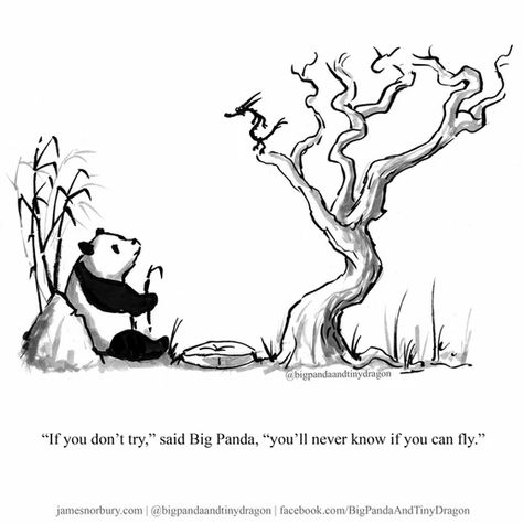 Big Panda And Tiny Dragon, Calvin And Hobbes Quotes, Dragon Quotes, Big Panda, Tiny Dragon, Genius Quotes, Little Dragon, Pretty Words, Bored Panda