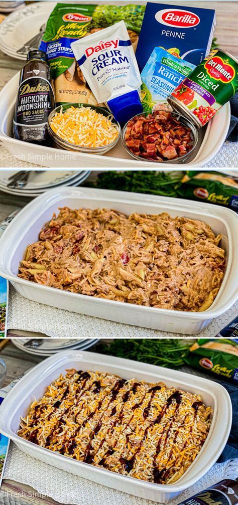 Diner Casserole Recipes, What To Do With Bbq Chicken, Bbq Chicken Dishes Dinners, Bbq Chicken Dinner Ideas, Bbq Chicken Dishes, Bbq Casserole Recipes, Bbq Chicken Casserole Recipes, Summer Casseroles Dinners, Protein Packed Casserole