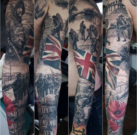 Raf Tattoo Ideas, British Army Tattoo, Union Jack Tattoo, Lest We Forget Tattoo, Military Sleeve Tattoo, Jack Tattoo, Military Tattoo, Cardinal Tattoos, Soldier Tattoo