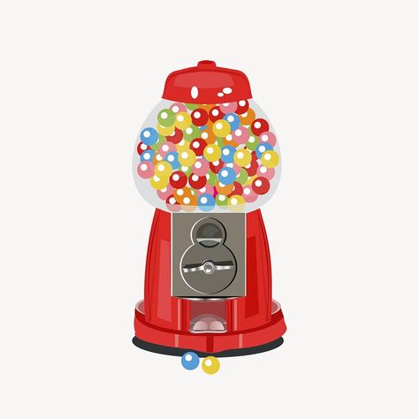 Gumball machine clipart, illustration vector. Free public domain CC0 image. | free image by rawpixel.com Gum Machine, Bubble Gum Machine, Gumball Machine, Cricut Free, Public Domain Images, Illustration Vector, Free Psd, Bubble Gum, Free Image