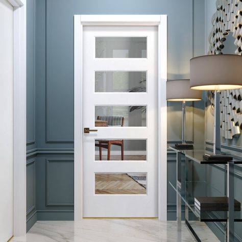 Internal White Glass Doors, Interior Glass Doors Ideas, Interior Doors Ideas, Liberty Doors, Barn Conversion Exterior, Leader Doors, Indoor Glass Doors, White Interior Doors, Internal Glazed Doors