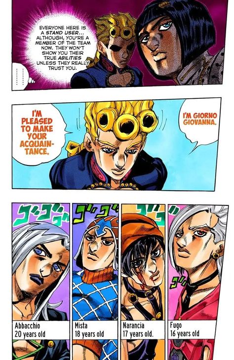 Golden Wind Manga Panels, Jon Boy, Jojo Memes, Manga Panels, Manga Pages, Anime Screenshots, Jojo Bizzare Adventure, Japanese Artists, Artistry Makeup