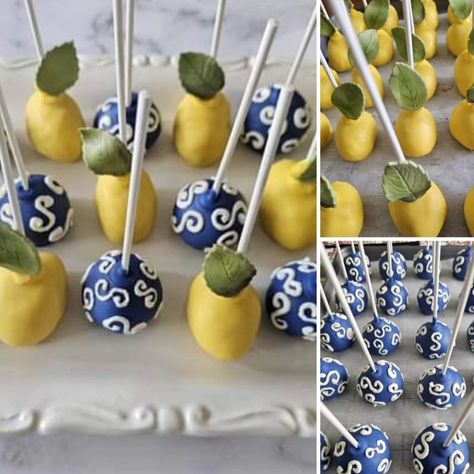 Who needs to go to the Amalfi coast? I do!! Let these cake pops inspire to take that trip to the Mediterranean! #petitesweetsbydonna #amalfi #amalficoast #mediterranean #lemon #lemons #cakepop #cakepops #cakepopsofinstagram Amalfi Coast Baby Shower Theme, Amalfi Coast Cake, Italian Baby Showers, Amalfi Coast Wedding, Beautiful Pottery, The Amalfi Coast, Italian Wedding, Cakepops, The Mediterranean