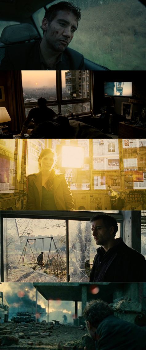 Children of Men / Color Scheme (2006), d. Alfonso Cuaròn, d.p. Emmanuel Lubezki Cinematography Composition, Cinematography Lighting, Life Of Walter Mitty, Filmmaking Cinematography, Children Of Men, Walter Mitty, Cinema Colours, Denis Villeneuve, Septième Art