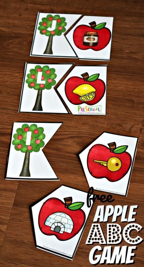 Apple Preschool Literacy Activities, Apples Literacy Activities Preschool, Apples Speech Therapy Preschool, Apple Alphabet Free Printable, Apple Sorting Printable, Preschool Apple Worksheets, Apple Alphabet Match, Apple Tree Letter Matching, Apple Literacy