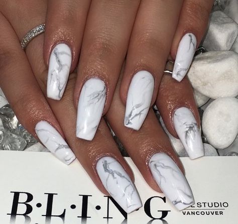 White Gray Marble Nails, White Marble Nails, Ballerina Nails Short, Marble Nail Designs, Nude Nail Designs, Stylish Nails Designs, Gray Nails, Ballerina Nails, Get Nails