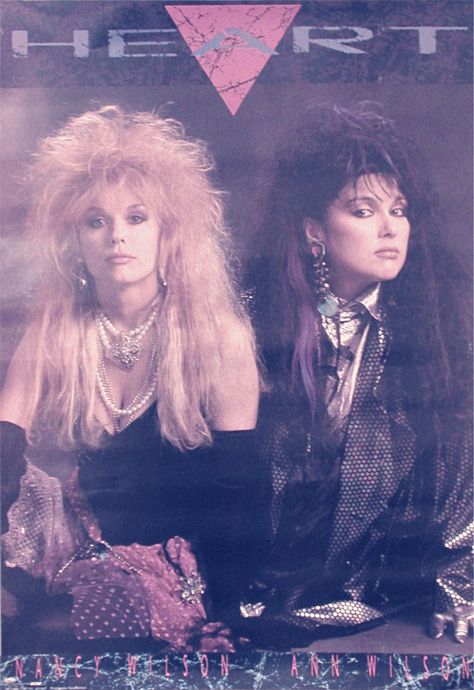 Nancy and Ann Wilson - I know they hate this era but I love it. I will always love the 80s. Ann Wilson Heart, 80s Rock Bands, Ann Wilson, The Scorpions, 1980s Music, Nancy Wilson, Dark Wave, 80s Hair Bands, Heart Band