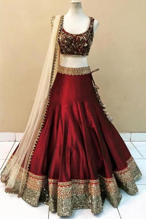 Eastern Fashion, Indian Lehenga Choli, India Clothes, Half Sarees, Lehnga Dress, Indian Bridal Lehenga, Choli Designs, Lehenga Choli Online, Red Lehenga