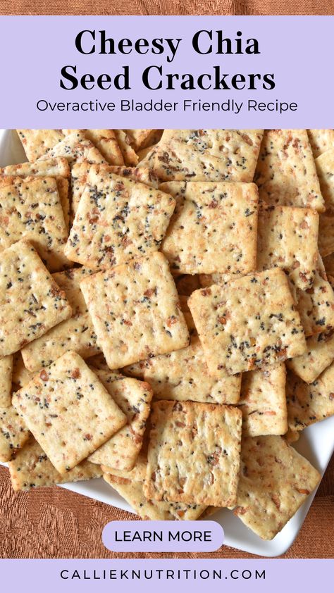 Savor the deliciousness of Cheesy Chia Seed Crackers! Packed with nutrients, these crispy, cheesy bites are perfect for snacking or pairing with your favorite dips. Easy to make and irresistible! 🧀✨ Psyllium Husk Crackers, Vegetable Crackers Recipes, Chia Crackers Recipe, Healthy Crackers Recipe, Chia Crackers, Homemade Crackers Healthy, Bladder Friendly Recipes, Chia Seed Crackers, Cleanish Eating