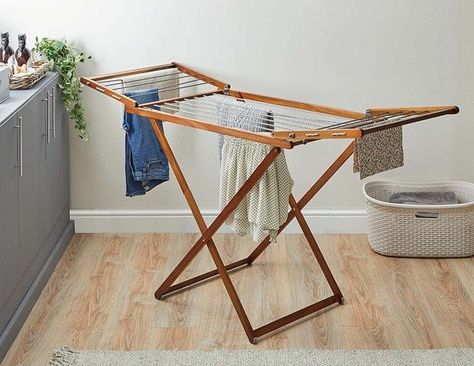 Wooden Drying Rack, Nice House, Drying Racks, Wood Clothes, Clothes Drying, Clothes Drying Racks, Small Clothes, House Things, Rack Shelf