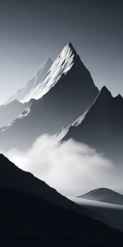 Black Mountain Wallpaper, Peaks And Valleys, Mountain Landscape Photography, Abstract Art Images, Iphone Dynamic Wallpaper, Iphone Wallpaper Stills, Black And White Art Drawing, Space Artwork, Mountain Wallpaper