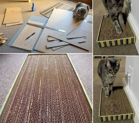 Homemade cardboard scratching post! Diy Cat Scratcher, Katt Diy, Kat Diy, Chat Diy, Cardboard Cat Scratcher, Homemade Cat Toys, Diy Cat Toys, Cats Diy Projects, Pictures Of Cats