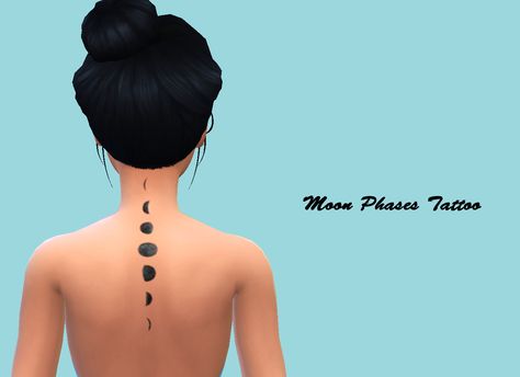 Tattoo  ‘Moon Phases’ #Sims4 Sims 4 Spine Tattoo Cc, Sims Cc Tatoos, Sims 4 Cc Star Tattoo, Sims 4 Cc Moon Tattoo, Sims 4 Moon Tattoo, Tattoo Moon Phases, Sims 4 Blackwork Tattoo, Moon Phases Tattoo, Sailor Moon Tattoo