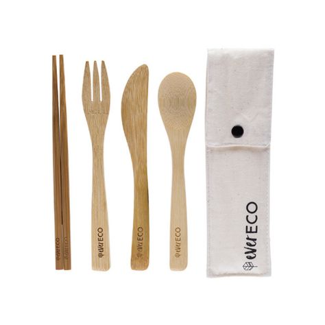 Ever Eco Bamboo Cutlery Set With Chopsticks In Organic Cotton Pouch Soap Berries, Bamboo Cutlery, Natural Nail Care, Disposable Cutlery, Plastic Cutlery, Toothbrush Toothpaste, Cutlery Sets, Produce Bags, Beauty Lipstick