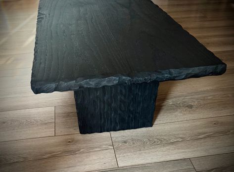 Yakisugi Coffee Table Scupted Shou Sugi Ban Tea Table Low Coffee Table Wabi Sabi Black Textured Table - Etsy Japanese Tea Table, Wabi Sabi Table, Wabi Sabi Texture, Tea Table Design, Wabi Sabi Design, Hardwood Table, Brutalist Design, Low Coffee Table, Sugi Ban