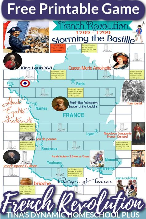 Unit Study: French Revolution + Free Storming the Bastille Game French Revolution History, History Games, Study French, The French Revolution, Free Printable Games, Free In French, Family Party Games, History For Kids, Story Of The World