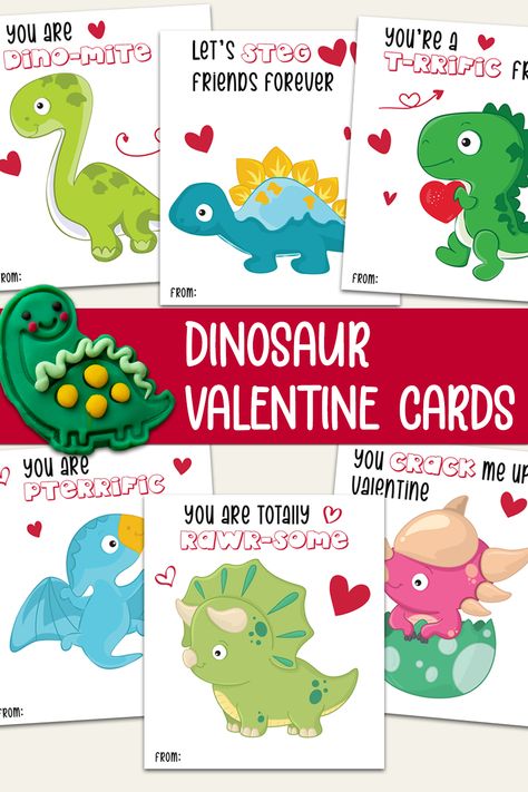 Printable Dinosaur Valentines, Dinomite Valentines Free Printable, Dinosaur Valentines Ideas, Dinosaur Valentines Cards, Dinosaur Valentine Cards, Preschool Readiness, Dino Valentines, Kids Valentines Cards, Valentines Cards For Kids