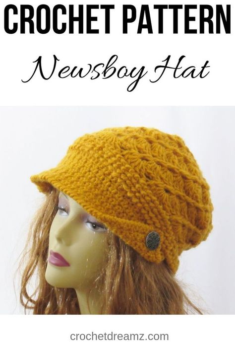 Crochet Baseball Hat, Crochet Baby Cap, Crochet Caps, Crochet Newsboy Hat, Crochet Adult Hat, Crochet Hat With Brim, Crochet Hat For Beginners, Crochet Baby Hat Patterns, Easy Crochet Hat