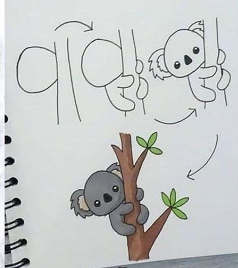 Koala Drawing, Doodle Art For Beginners, Easy Animal Drawings, Teaching Drawing, Easy Drawings For Kids, Picasso Art, Keramik Design, Easy Doodles Drawings, Cute Cartoon Drawings