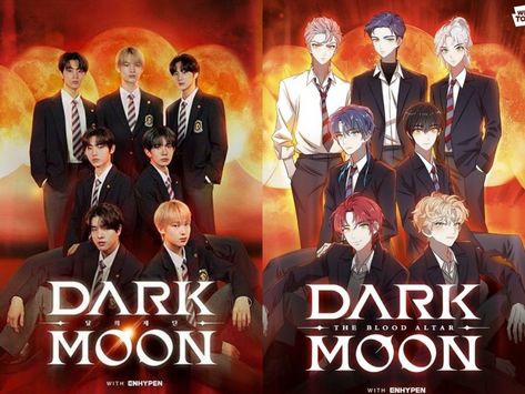 “DARK MOON: THE BLOOD ALTAR” with #ENHYPEN Enhypen Webtoon Dark Moon Characters, Dark Moon The Blood Altar Wallpaper, Dark Moon Manhwa, Dark Moon Enhypen Wallpaper, Enhypen Dark Moon Webtoon, Dark Moon Wallpaper, Dark Moon Enhypen, Enhypen Dark Moon, Decelis Academy