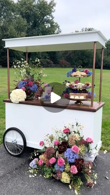 Chester County Cart Company on Instagram: "Our multi use cart is perfect for a dessert cart, flower cart or drink cart! Its such a fun and elegant addition to any wedding or event!  We deliver throughout chester county PA and also into Philadelphia, Lacaster, Hershey & More!  #weddingcart #flowercart #dessertcart #dessertcartrental #phillywedding #phillybride #pennsylvaniaweddings #pabride #chesco #chestercountypa #mainlineweddings #mainlinepa #southernchestercounty #lancasterpa #lancasterpaweddings" Chai Cart, Sweets Cart, Dessert Cart, Cart Ideas, Drink Cart, Flower Cart, Lancaster Pa, Event Ideas, Chester