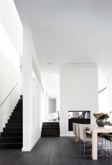 Best Interiors Pursuit Aesthetic images on Designspiration Black Floorboards, Dark Floorboards, Dark Floors, Dark Wood Floors, Border Frame, 아파트 인테리어, White Interior, Best Interior, House Inspiration